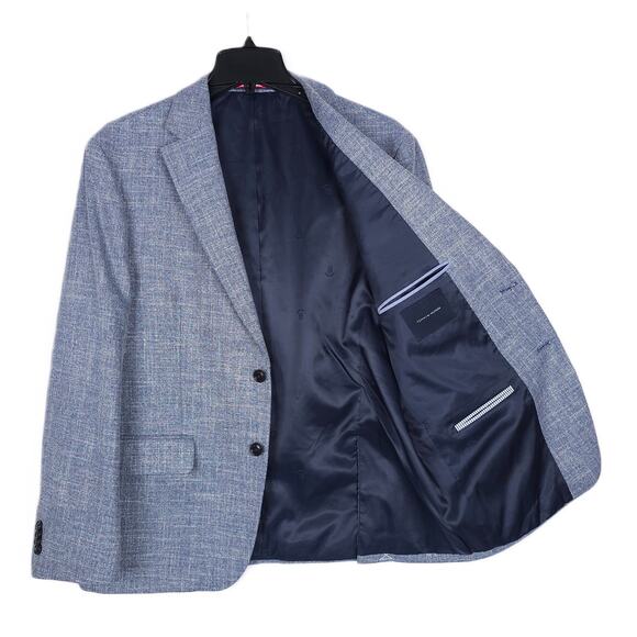 Tommy Hilfiger Men's Modern-Fit Flex Stretch Basketweave Sport Coat Blue 42L NWT - Picture 2 of 7